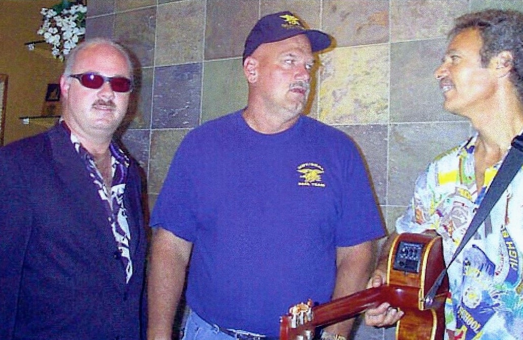 Charlie Schmitt with Wrestler/Actor/TV host and former Governor of Minnesota Jesse Venture and David Jenkins of Pablo Cruise